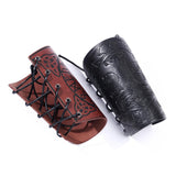 Maxbell Medieval Arm Armor Cuff Wrist Guard Quake Pattern PU Leather for Cosplay Black