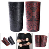 Maxbell Medieval Arm Armor Cuff Wrist Guard Quake Pattern PU Leather for Cosplay Black