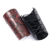 Maxbell Medieval Arm Armor Cuff Wrist Guard Quake Pattern PU Leather for Cosplay Black