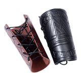 Maxbell Gothic Leather Cuff Bracelet Triangle Pattern Wrist Guard for Men Dad Women Black