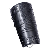 Maxbell Gothic Leather Cuff Bracelet Triangle Pattern Wrist Guard for Men Dad Women Black