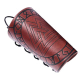 Maxbell Gothic Leather Cuff Bracelet Triangle Pattern Wrist Guard for Men Dad Women Brown