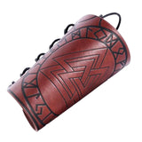 Maxbell Gothic Leather Cuff Bracelet Triangle Pattern Wrist Guard for Men Dad Women Brown