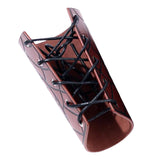 Maxbell Gothic Leather Cuff Bracelet Triangle Pattern Wrist Guard for Men Dad Women Brown