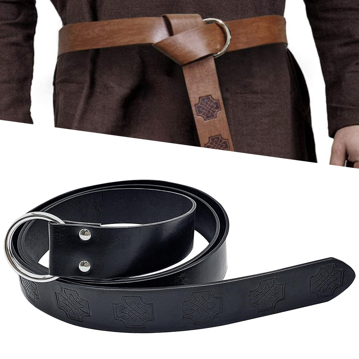 Maxbell Viking Clothing Costume Renaissance for Cosplay Men Women Black