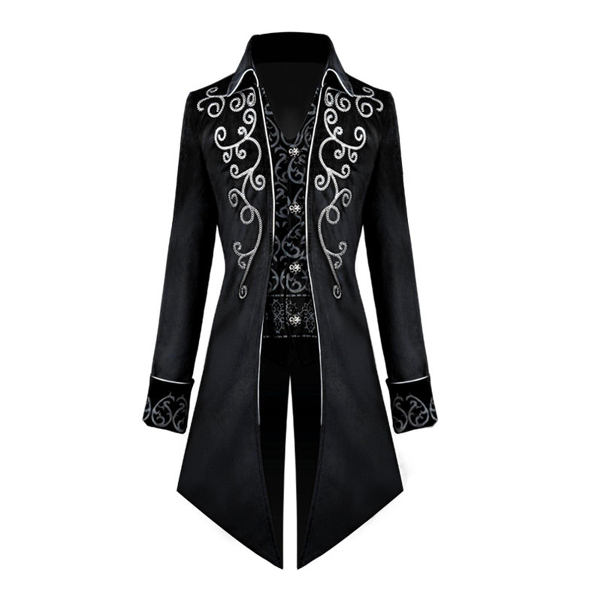 Maxbell Male Medieval Tailcoat Steampunk Lapel Overcoat Trench Coat Jacket Red S