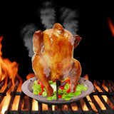 Maxbell Sturdy Beer Can Chicken Roaster Rack Holder Tool Stand With Brush