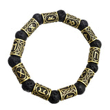 Maxbell Viking Rune Antique Beads Bracelet Lava Stone Bangles Accessories for Men Bronze