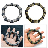 Maxbell Viking Rune Antique Beads Bracelet Lava Stone Bangles Accessories for Men Silver