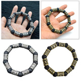 Maxbell Viking Rune Antique Beads Bracelet Lava Stone Bangles Accessories for Men Silver