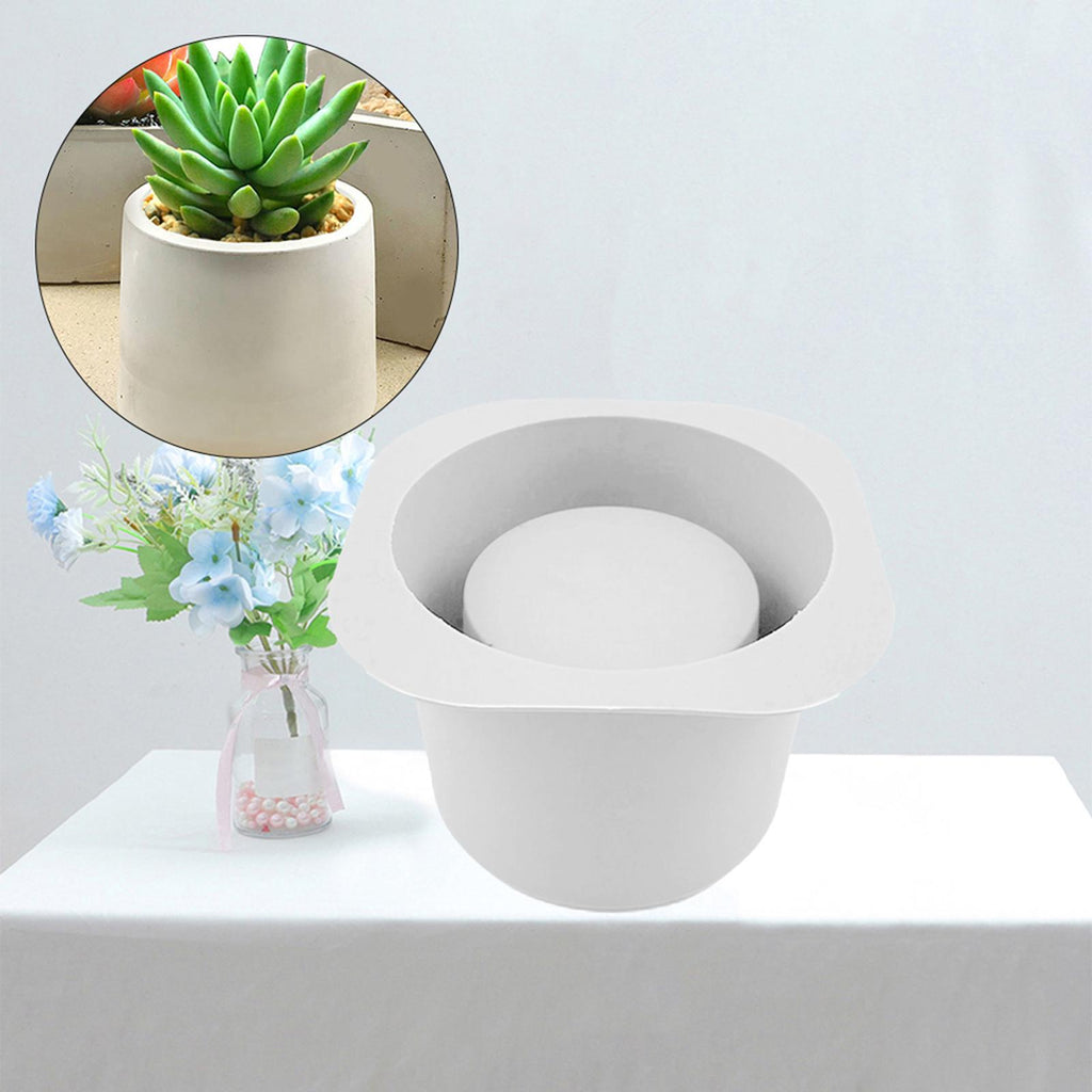 Maxbell Garden Geometric Flower Pot Silicone Molds Planter Vase Mould DIY Tool White B