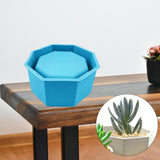 Maxbell Garden Geometric Flower Pot Silicone Molds Planter Vase Mould DIY Tool Blue A