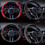 Maxbell 2Pcs Steering Wheel Cover Breathable Durable for Dia 38cm Carbon Fiber Blue