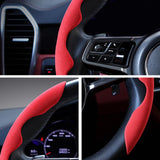 Maxbell 2Pcs Steering Wheel Cover Breathable Durable for Dia 38cm Carbon Fiber Black