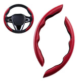 Maxbell 2Pcs Steering Wheel Cover Breathable Durable for Dia 38cm Carbon Fiber Black