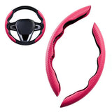 Maxbell 2Pcs Steering Wheel Cover Breathable Durable for Dia 38cm Carbon Fiber Red