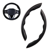 Maxbell 2Pcs Steering Wheel Cover Breathable Durable for Dia 38cm Carbon Fiber Red