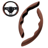 Maxbell 2Pcs Steering Wheel Cover Breathable Durable for Dia 38cm Suede Brown