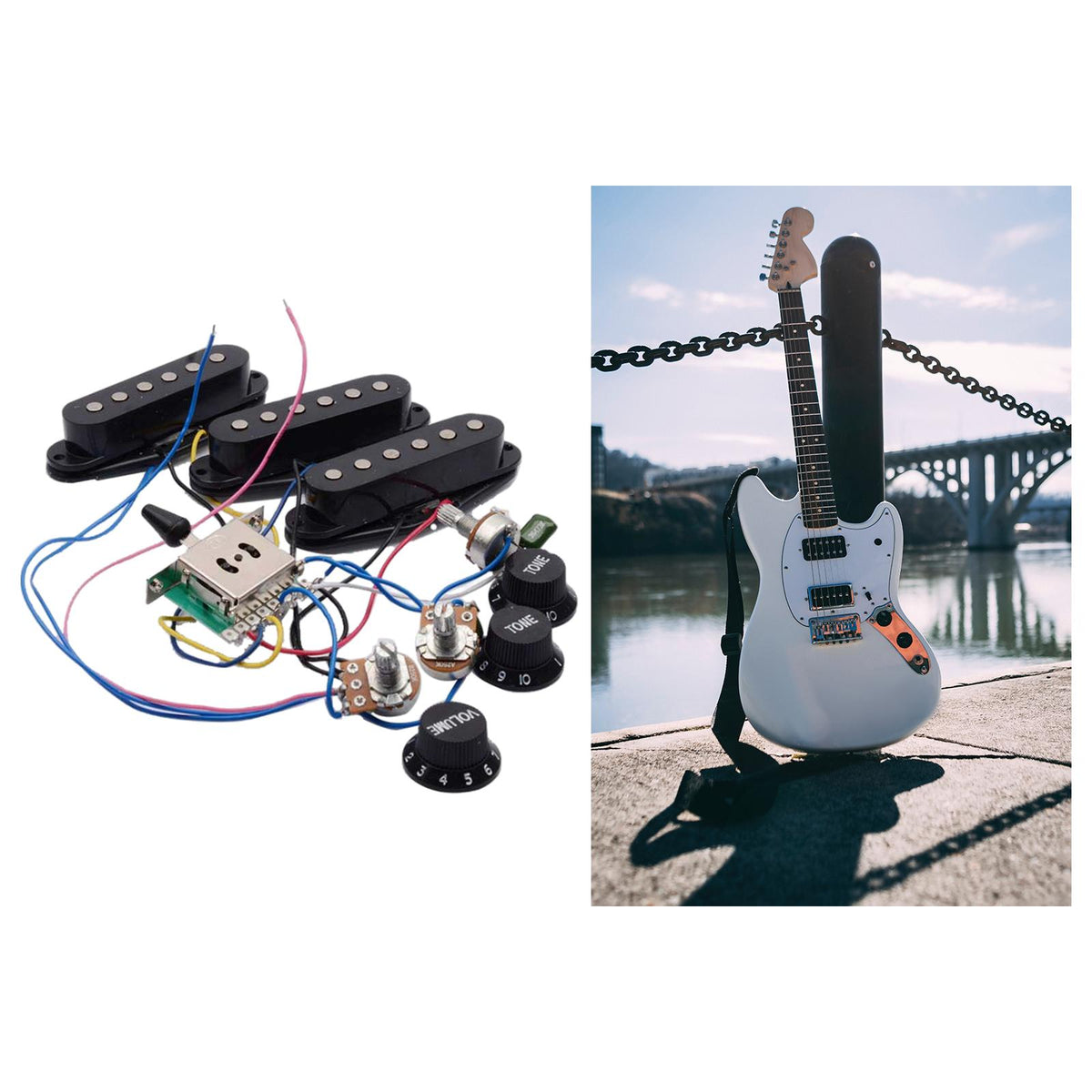 Maxbell Guitar Pickup Set Passive Pickup 250K for ST Electric Guitar Accessory Black