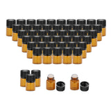 Maxbell 50x Amber Mini Glass Bottle for Aromatherapy  middle hole plug 2ml