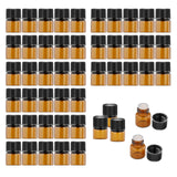 Maxbell 50x Amber Mini Glass Bottle for Aromatherapy  middle hole plug 1ml