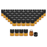 Maxbell 50x Amber Mini Glass Bottle for Aromatherapy  middle hole plug 1ml