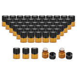 Maxbell 50x Amber Mini Glass Bottle for Aromatherapy  middle hole plug 1ml