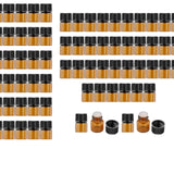 Maxbell 100Pcs Amber Mini Glass Bottle Empty for Essential Oil Aromatherapy Perfume