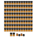 Maxbell 100Pcs Amber Mini Glass Bottle Empty for Essential Oil Aromatherapy Perfume