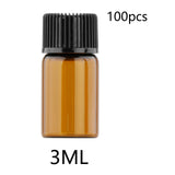 Maxbell 100Pcs Amber Mini Glass Bottle Empty for Essential Oil Aromatherapy Perfume