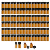 Maxbell 100Pcs Amber Mini Glass Bottle Empty for Essential Oil Aromatherapy Perfume