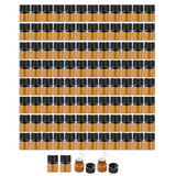 Maxbell 100Pcs Amber Mini Glass Bottle Empty for Essential Oil Aromatherapy Perfume