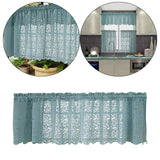 Maxbell Kitchen Curtain Tier Lace Window Valance for Bar Cafe Balcony Dining Room Blue