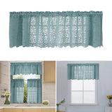 Maxbell Kitchen Curtain Tier Lace Window Valance for Bar Cafe Balcony Dining Room Blue