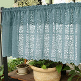 Maxbell Kitchen Curtain Tier Lace Window Valance for Bar Cafe Balcony Dining Room Blue