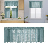 Maxbell Kitchen Curtain Tier Lace Window Valance for Bar Cafe Balcony Dining Room Blue