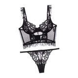 Maxbell Women Lingerie Set Lace Transparent Bra Panty Sets Underwear S Black