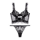 Maxbell Women Lingerie Set Lace Transparent Bra Panty Sets Underwear S Black