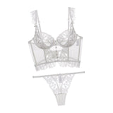 Maxbell Women Lingerie Set Lace Transparent Bra Panty Sets Underwear M White