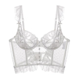 Maxbell Women Lingerie Set Lace Transparent Bra Panty Sets Underwear M White