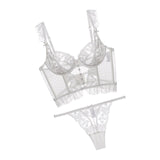 Maxbell Women Lingerie Set Lace Transparent Bra Panty Sets Underwear M White