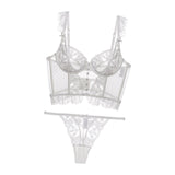 Maxbell Women Lingerie Set Lace Transparent Bra Panty Sets Underwear M White