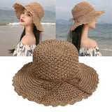 Maxbell Women Straw Hats UV Protection Panama Sunhats Wide Brim Sun Hat Khaki