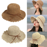 Maxbell Women Straw Hats UV Protection Panama Sunhats Wide Brim Sun Hat Khaki