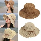 Maxbell Women Straw Hats UV Protection Panama Sunhats Wide Brim Sun Hat Khaki