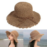 Maxbell Women Straw Hats UV Protection Panama Sunhats Wide Brim Sun Hat Khaki