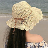 Maxbell Women Straw Hats UV Protection Panama Sunhats Wide Brim Sun Hat Beige