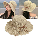 Maxbell Women Straw Hats UV Protection Panama Sunhats Wide Brim Sun Hat Beige