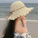 Maxbell Women Straw Hats UV Protection Panama Sunhats Wide Brim Sun Hat Beige