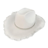 Maxbell Western Decor Cowboy Hat Fedoras Caps White Crystal Beaded Sun Hats Adult